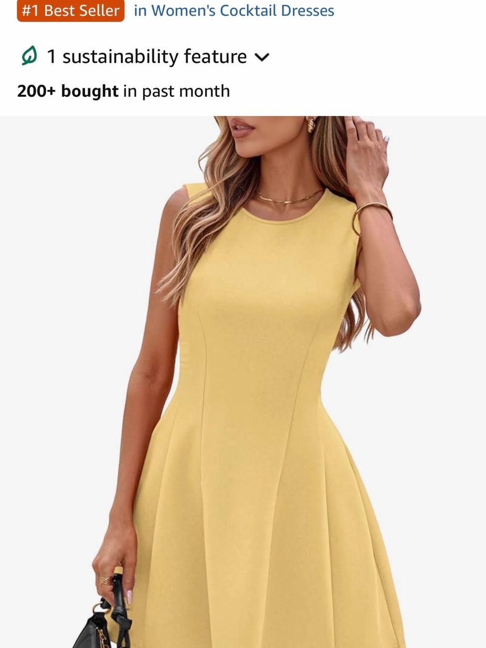 Sleeveless Yellow Midi Dress with Flared Skirt